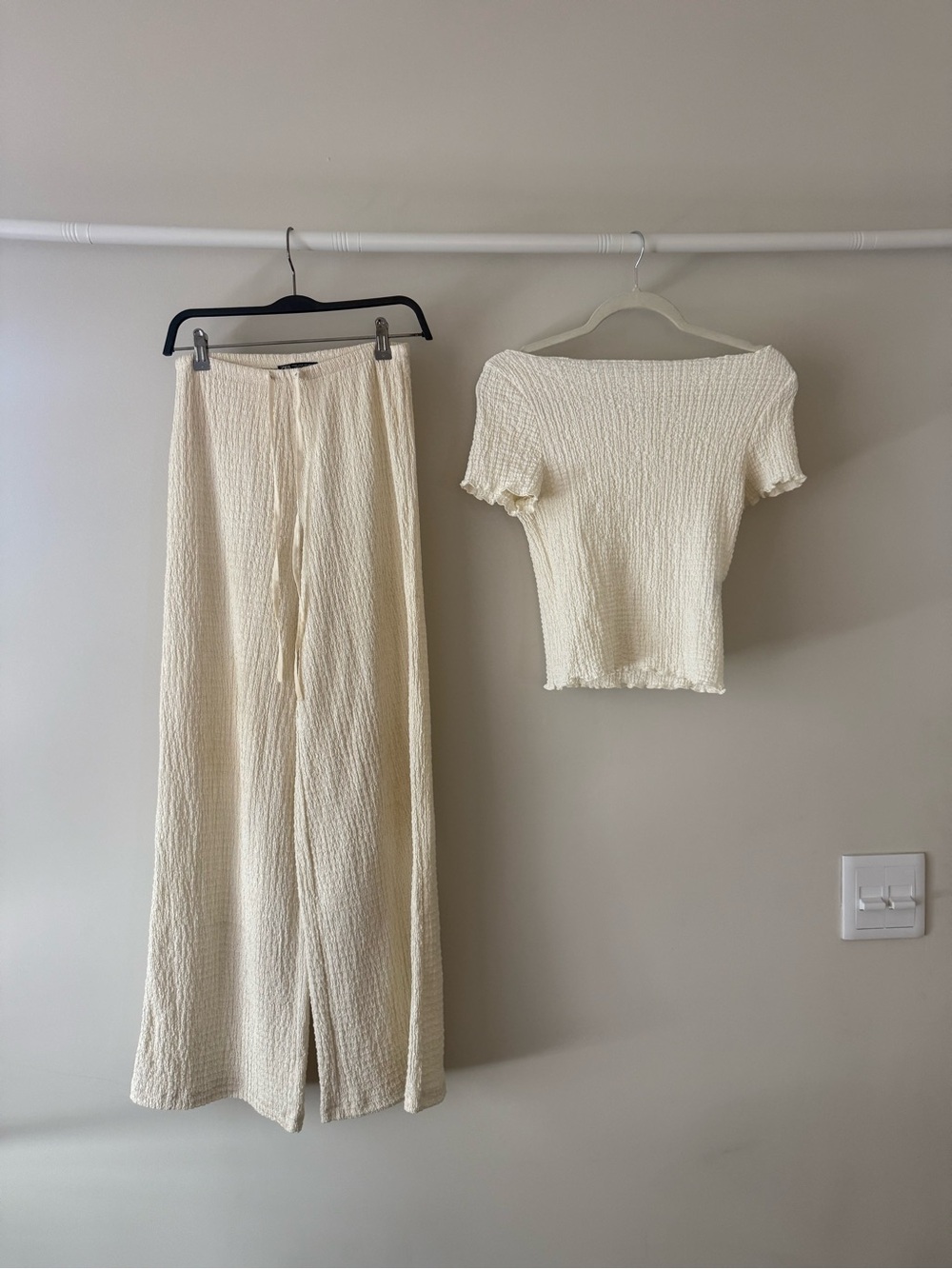 Cream Textured 2 Piece Zara set
